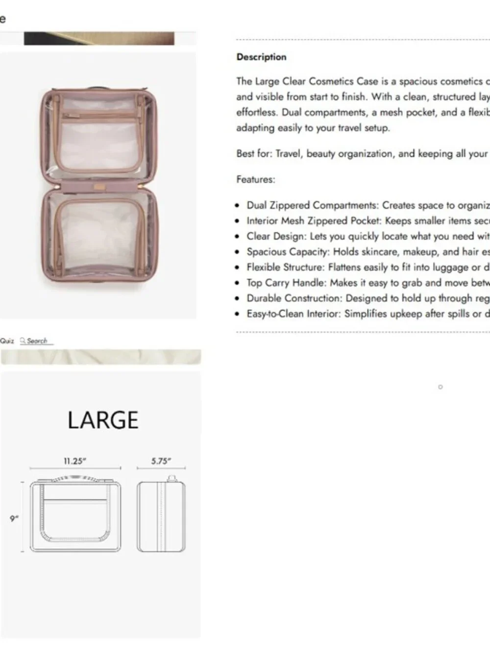 CALPAK Train Case and Large Cosmetic bag.